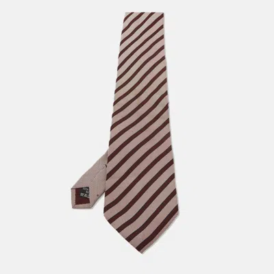 Versace Vintage Red Printed Silk Traditional Tie In Brown