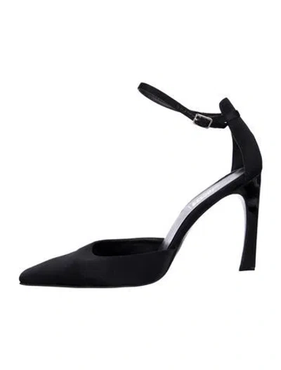 Pre-owned Versace Vintage Satin D'orsay Pumps In Black