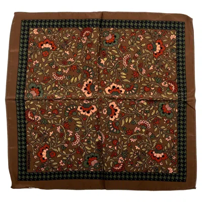 Pre-owned Versace Vintage Silk Brown Small Scarf