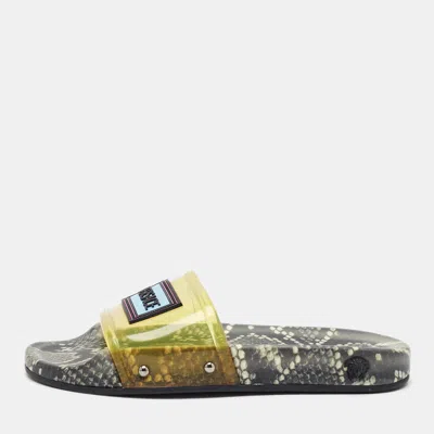 Pre-owned Versace Vintage Size 36 Two Tone Jelly Pool Slides In Yellow