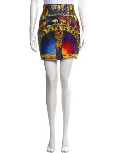Pre-owned Versace Vintage Skirt In Blue/yellow