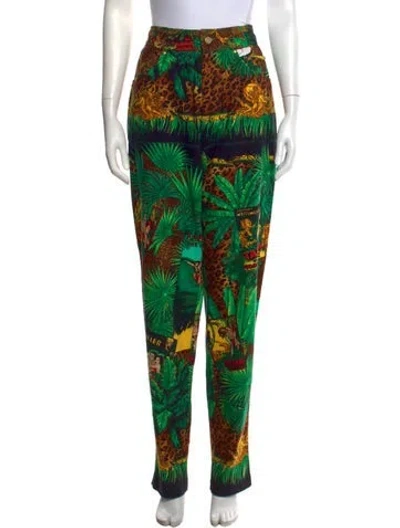 Pre-owned Versace Vintage Straight Leg Pants In Green