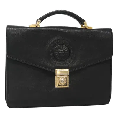 Pre-owned Versace Vintage Sun Handbag Leather Leather Handbag () In Black