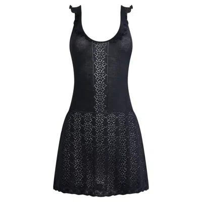 Pre-owned Versace Vintage Tunic Knit Dress In Black