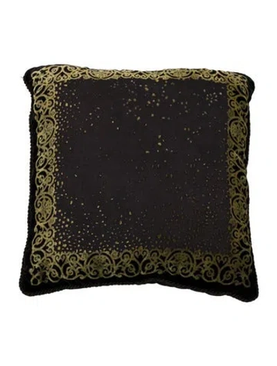 Pre-owned Versace Vintage Velvet Jacquard Throw Pillow In Black