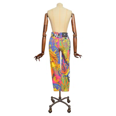 Pre-owned Versace Vintage  1990's Stretchy Denim High Waisted Colourful Nyc Jeans Xs In Brown