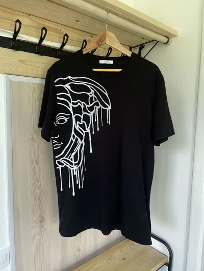 Pre-owned Versace Vintage  Medusa Big Logo T-shirt In Black