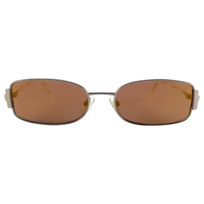 Pre-owned Versace Vintage  Mod 1062 Rectangular Beige Sunglasses Y2k Made In Italy In Brown