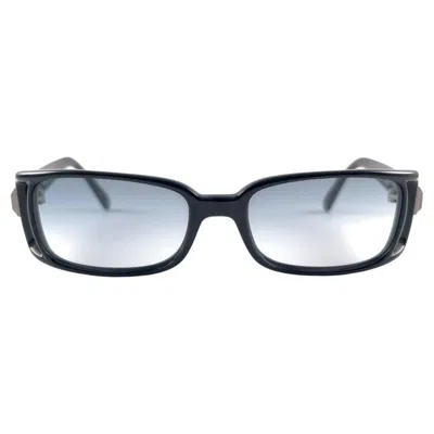 Pre-owned Versace Vintage  Mod 554h Rectangular Black Frame Sunglasses 2000's Made In Italy
