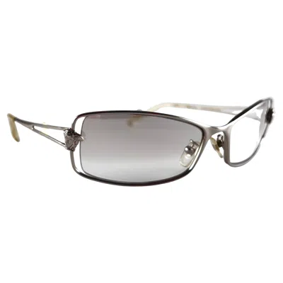 Pre-owned Versace Vintage  Mod N55 Sleek Silver Frame Sunglasses 1990's Made In Italy
