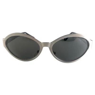 Pre-owned Versace Vintage  Mod S97 Silver Oval Frame Sunglasses 1990's Made In Italy