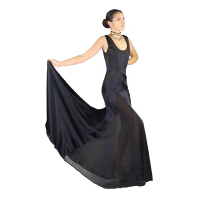 Pre-owned Versace Vintage  Semi Sheer Black Silk Gown Dress Nwt