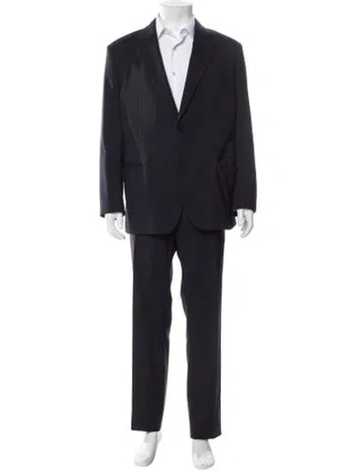 Pre-owned Versace Vintage Virgin Wool Two-piece Suit In Blue