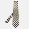 Versace Vintage Yellow/blue Triangle Medusa Pattern Silk Tie In Multi
