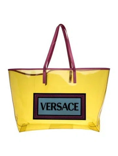 Pre-owned Versace Vinyl Tote In Yellow