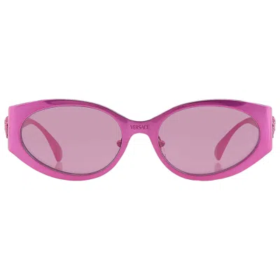 Versace Violet Mirror Silver Oval Ladies Sunglasses Ve2263 1503ak 56 In Purple