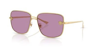 Versace Violet Mirror Square Ladies Sunglasses Ve2282 1002ak 59 In ["purple","gold Tone"]