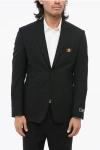 Versace Virgin Wool 2-button Blazer With Golden Medusa Detail In Black