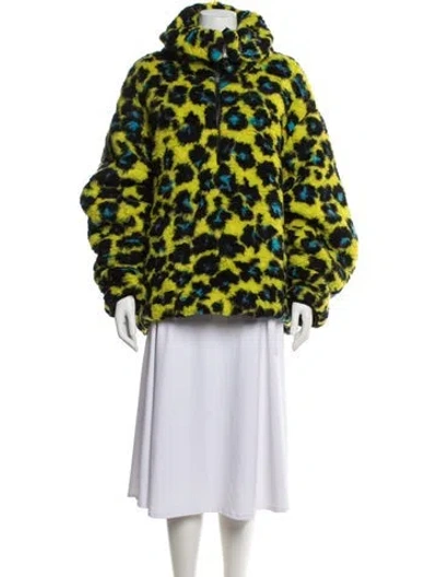 Pre-owned Versace Virgin Wool Animal Print Faux Fur Jacket W/ Tags In Multi