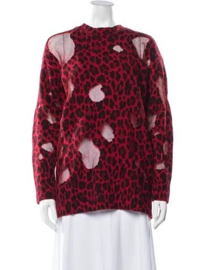 Pre-owned Versace Virgin Wool Animal Print Sweater W/ Tags In Red