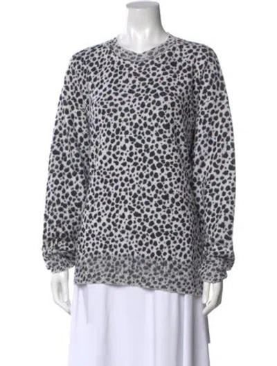 Pre-owned Versace Virgin Wool Animal Print Sweater In White