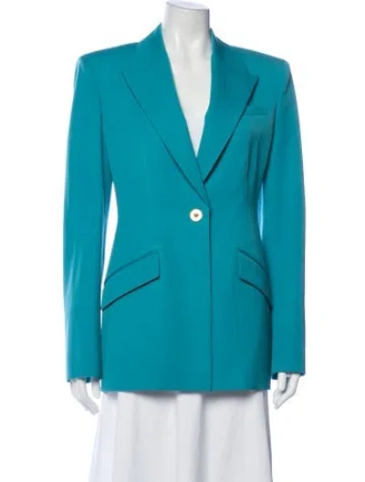 Pre-owned Versace Virgin Wool Blazer In Blue