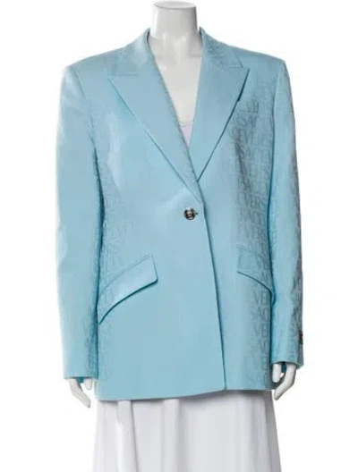 Pre-owned Versace Virgin Wool Blazer W/ Tags In Blue