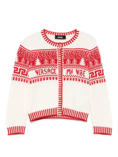 Versace Kids' Virgin Wool Cadigan In White