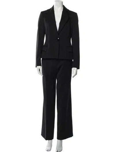 Pre-owned Versace Virgin Wool Chain-link Accents Pantsuit In Black