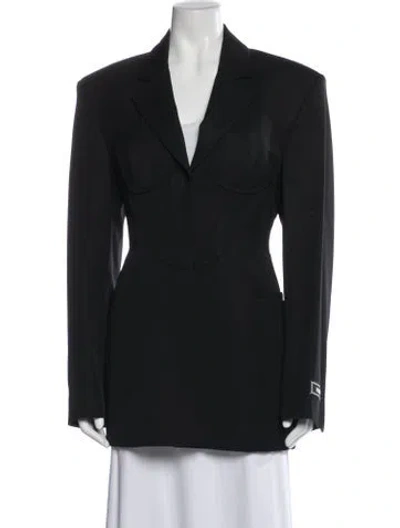 Pre-owned Versace Virgin Wool Coat In Black