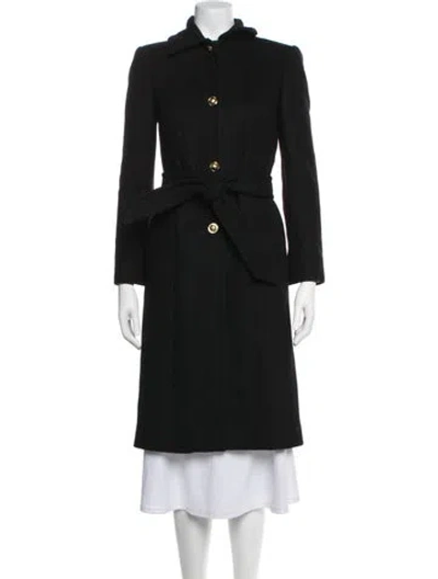 Pre-owned Versace Virgin Wool Coat In Black
