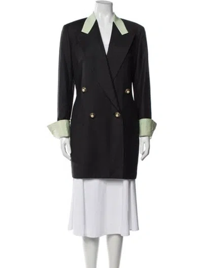Pre-owned Versace Virgin Wool Coat In Black