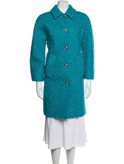 Pre-owned Versace Virgin Wool Coat In Blue