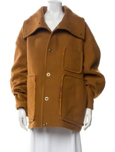 Pre-owned Versace Virgin Wool Coat In Neutral