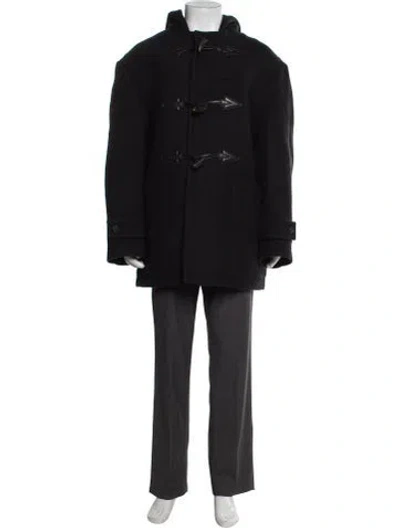 Pre-owned Versace Virgin Wool Coat W/ Tags In Black
