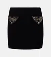 Versace Chic Fitted Mini Skirt With Embellished Pockets In Multi