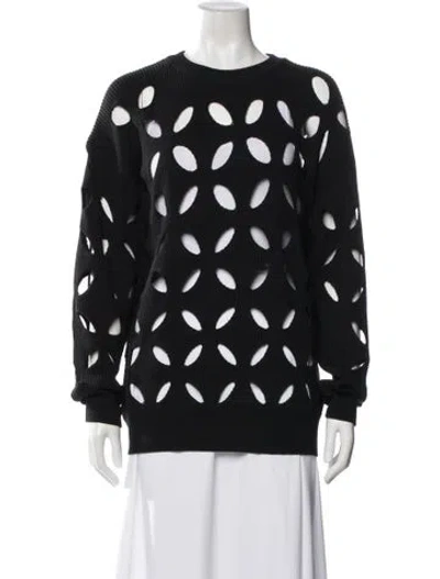 Pre-owned Versace Virgin Wool Crew Neck Sweater In Black