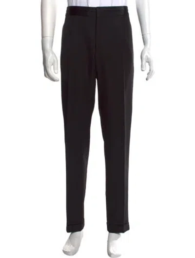Pre-owned Versace Virgin Wool Dress Pants In Black