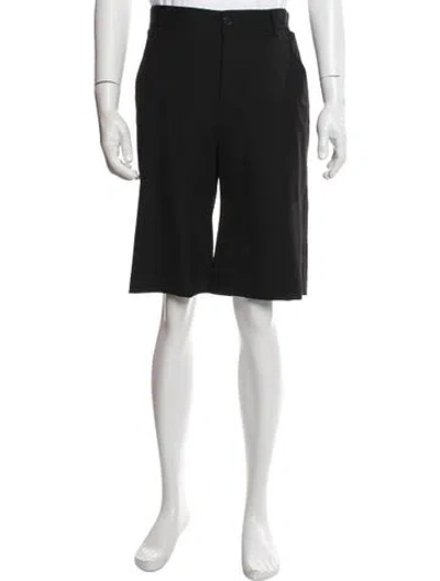 Pre-owned Versace Virgin Wool Flat Front Shorts In Black