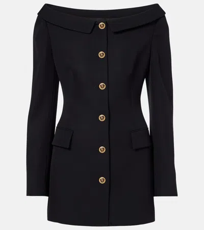 Versace Virgin Wool Grain De Poudre Jacket In Black