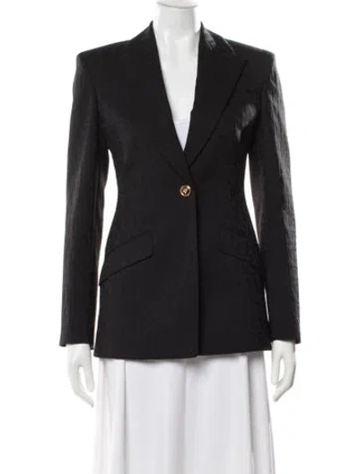 Pre-owned Versace Virgin Wool Graphic Print Blazer In Black