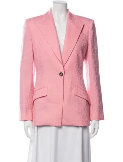 Pre-owned Versace Virgin Wool Graphic Print Blazer In Pink