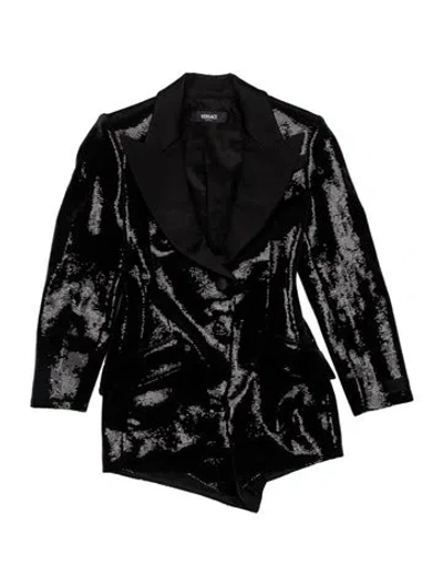 Pre-owned Versace Virgin Wool Graphic Print Evening Jacket In Black