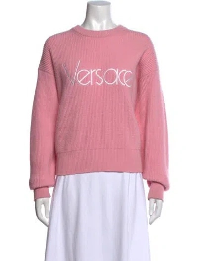 Pre-owned Versace Virgin Wool Graphic Print Sweater In Pink
