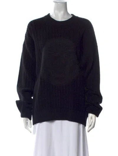 Pre-owned Versace Virgin Wool Graphic Print Sweater W/ Tags In Black