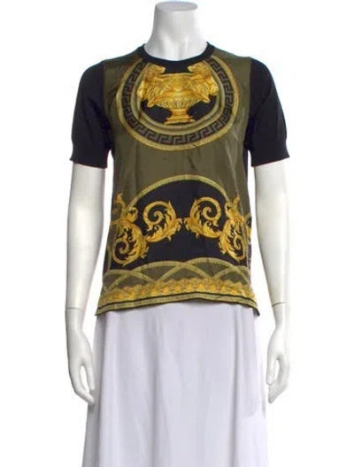Pre-owned Versace Virgin Wool Graphic Print Top W/ Tags In Multicolor