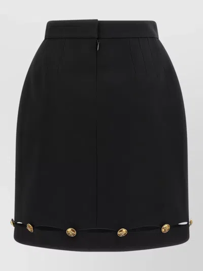 Versace Virgin Wool High-rise Cutout Mini Skirt In Multi