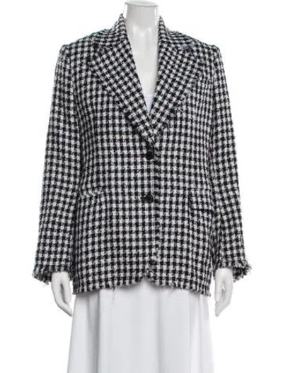 Pre-owned Versace Virgin Wool Houndstooth Print Blazer In Black