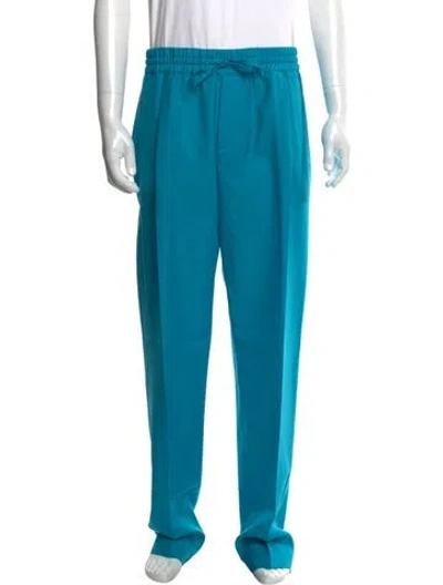 Pre-owned Versace Virgin Wool Joggers In Blue