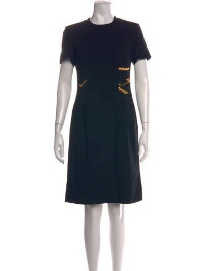 Pre-owned Versace Virgin Wool Knee-length Dress In Multicolor